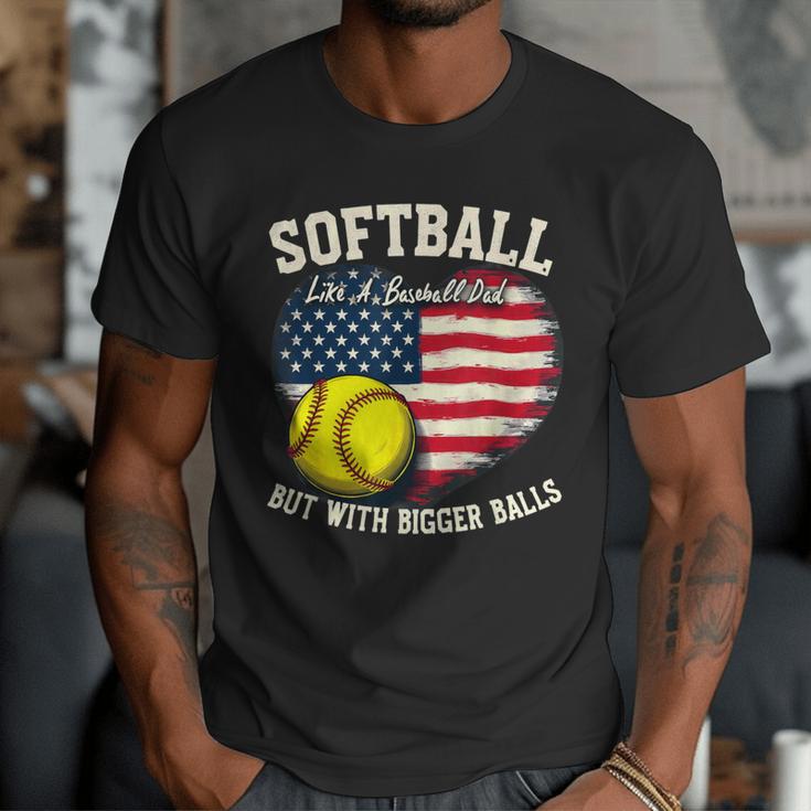 Patriotic US Flag Softball Dad Like A Baseball Dad Men T-Shirt Patriotic US Flag Softball Dad Like A Baseball Dad Men T-Shirt