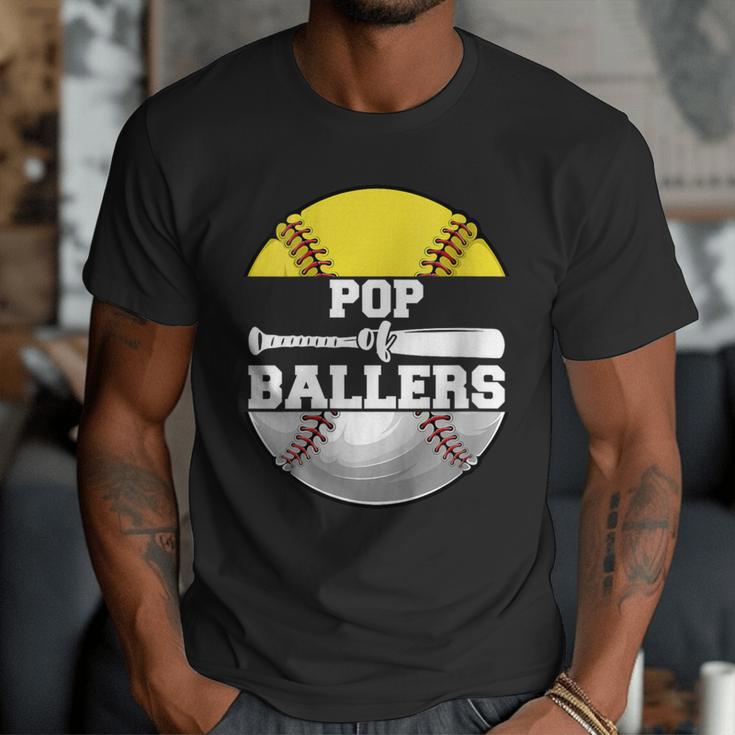 Pop Of Ballers Softball Baseball Dad Men T-Shirt