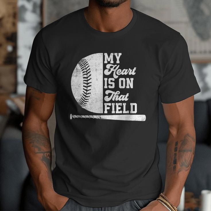 Proud Baseball Dad Fan My Heart Is On That Baseball Field Men T-Shirt Proud Baseball Dad Fan My Heart Is On That Baseball Field Men T-Shirt