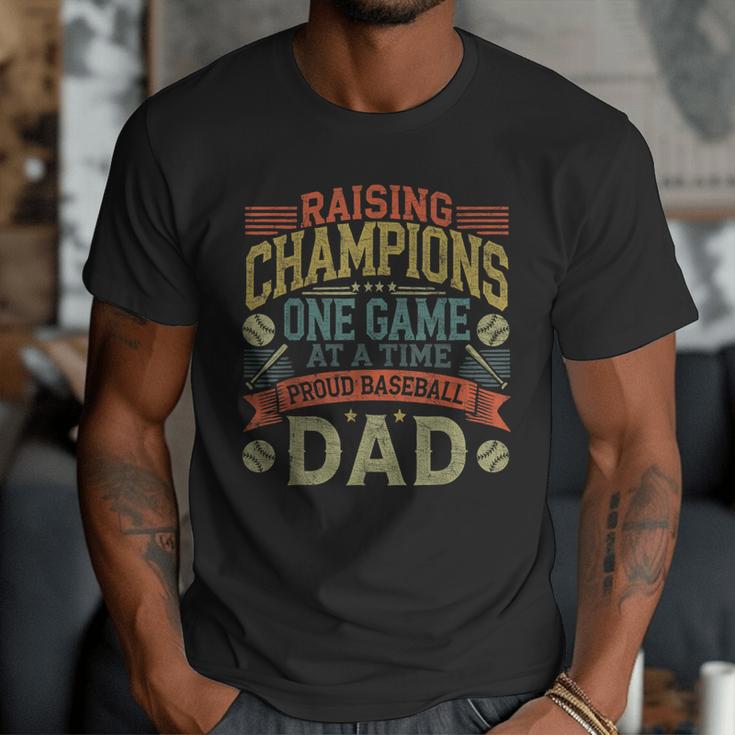 Raising Champions One Game At A Time Proud Baseball Dad Men T-Shirt
