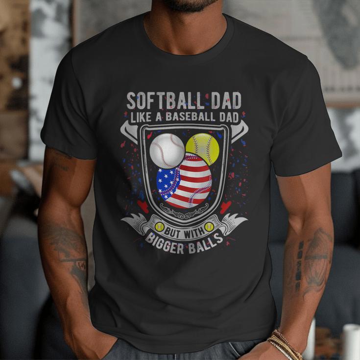 Softball Dad Like A Baseball Dad 4th Of July USA Retro Flag Men T-Shirt Softball Dad Like A Baseball Dad 4th Of July USA Retro Flag Men T-Shirt