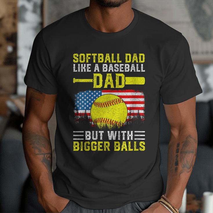 Softball Dad Like A Baseball Dad But Bigger Balls Back Men T-Shirt