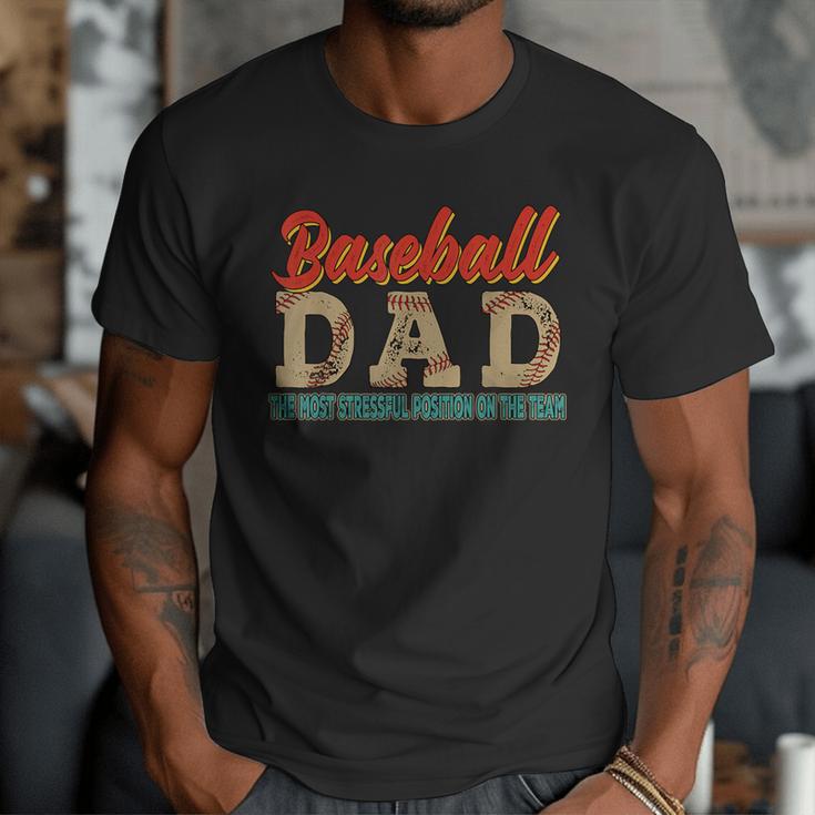 Vintage Baseball Dad Most Stressful Position On The Team Men T-Shirt Vintage Baseball Dad Most Stressful Position On The Team Men T-Shirt