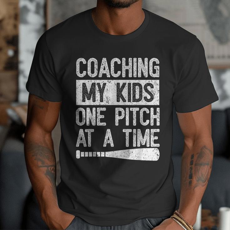 Vintage Coaching My Kids One Pitch At A Time Baseball Dad Men T-Shirt