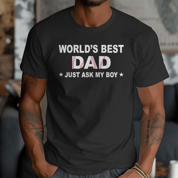 World's Best Dad Just Ask My Boy Baseball Dad Father's Day Men T-Shirt