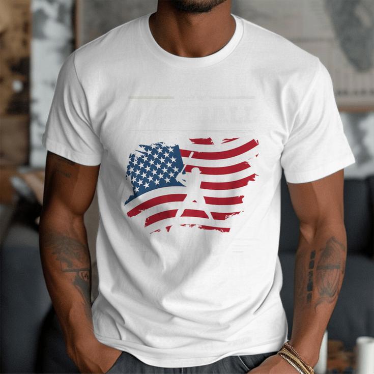 Baseball DAD American Flag Patriotic Father's Day Premium Men T-Shirt