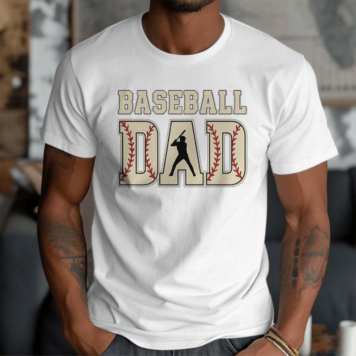 Baseball Dad Distressed Bold Stitch Graphic Sports Father Premium Men T-Shirt