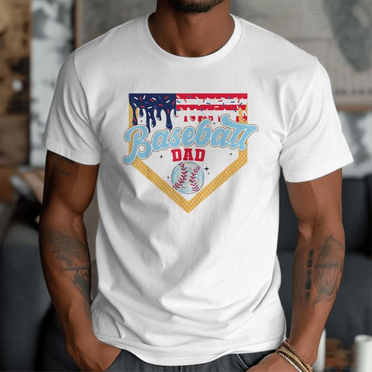Baseball Dad Ice Cream Drip Father American Flag 4th Of July Men T-Shirt Baseball Dad Ice Cream Drip Father American Flag 4th Of July Men T-Shirt