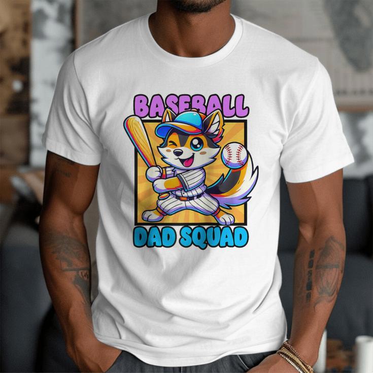 Baseball Dad Squad Fox On The Bat Raglan Baseball Tee Men T-Shirt
