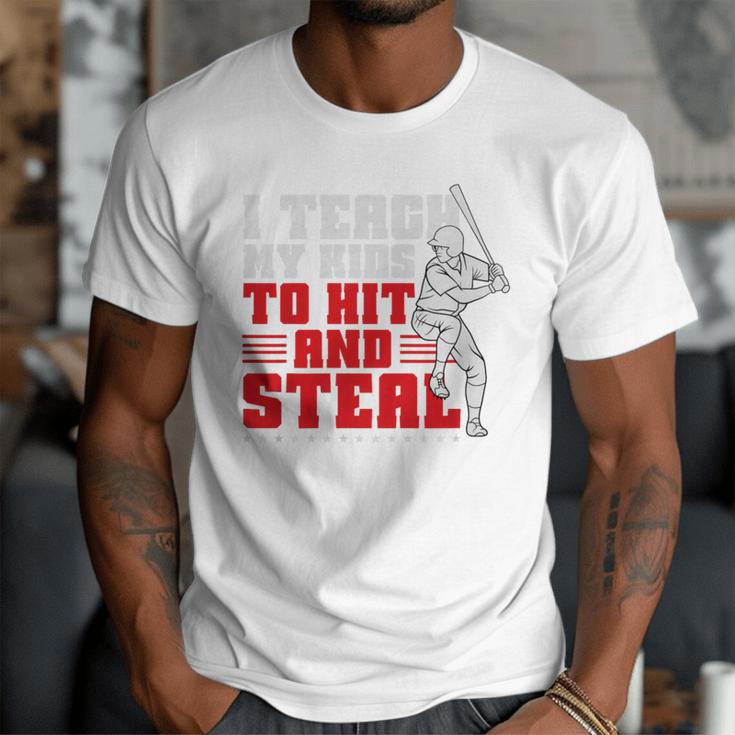 Baseball Dad Teach Kids Hit And Steal Softball Game Premium Tri-Blend Men T-Shirt Baseball Dad Teach Kids Hit And Steal Softball Game Premium Tri-Blend Men T-Shirt