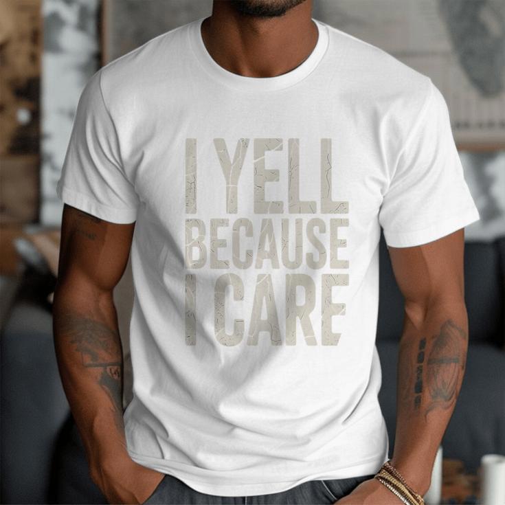 Baseball Fan Humor I Yell Because I Care Baseball Dads Premium Men T-Shirt