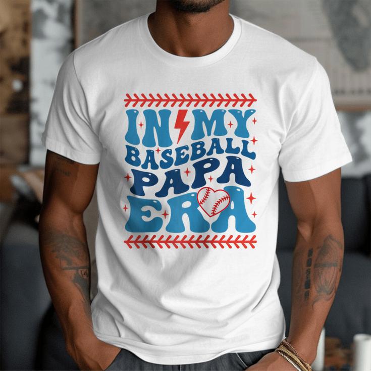 In My Baseball Papa Era Groovy Baseball Dad Family Matching Raglan Baseball Tee Men T-Shirt