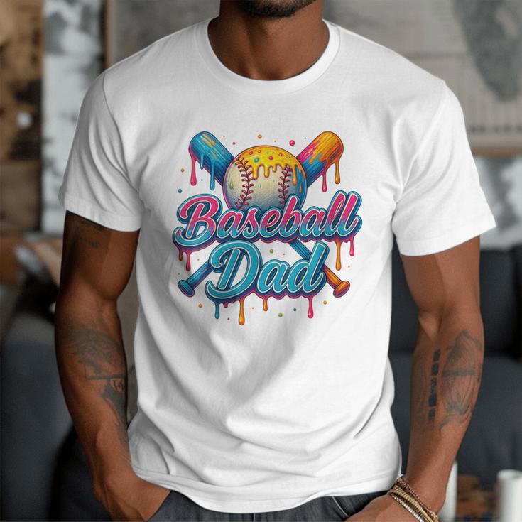 Retro Baseball Dad Dripping Ice Cream Father's Day Men T-Shirt