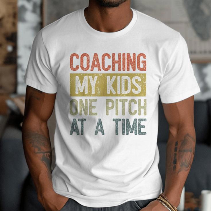 Vintage Baseball Dad Coaching My Kids One Pitch At A Time Men T-Shirt Vintage Baseball Dad Coaching My Kids One Pitch At A Time Men T-Shirt