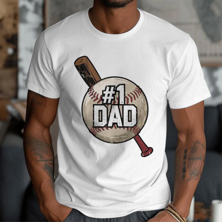 Vintage Father's Day 1 Baseball Dad Baseball Lovers Players Men T-Shirt