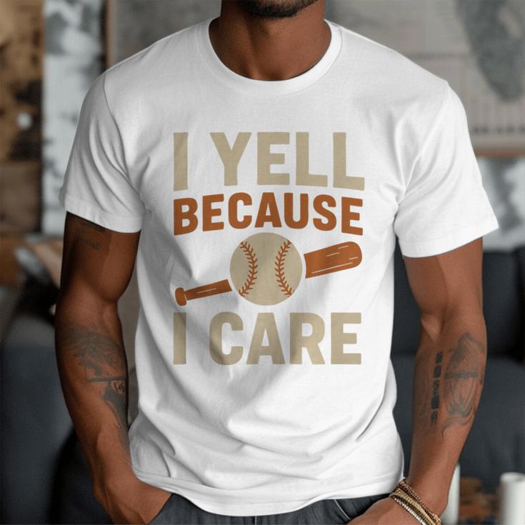 I Yell Because I Care Baseball Dad Coach Father's Day Premium Tri-Blend Men T-Shirt