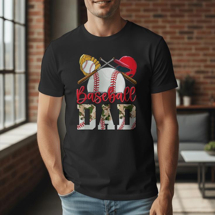 Baseball Dad Camo Husband Fathers Day Player Coach Dad Son Men T-Shirt