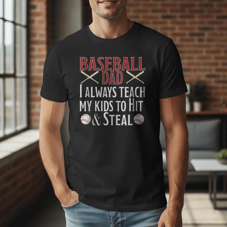 Baseball Dad Hit And Steal Ballpark Father Men T-Shirt Baseball Dad Hit And Steal Ballpark Father Men T-Shirt