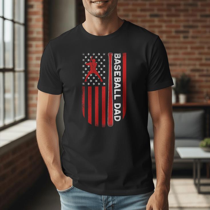 Baseball Dad Usa American Flag Patriotic Dad Father's Day Men T-Shirt