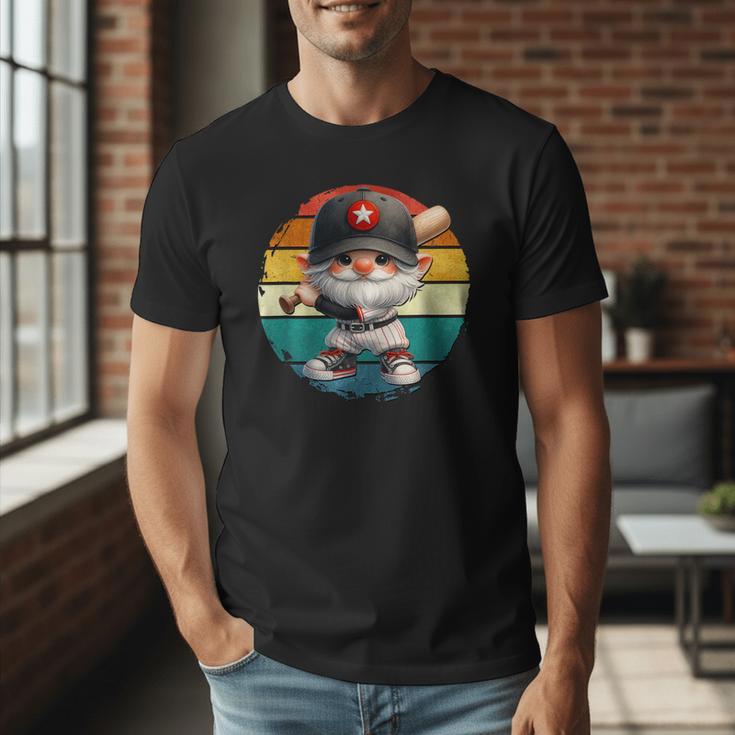 Baseball Grandpa Gnome On A Retro Sunset For Baseball Dad Men T-Shirt Baseball Grandpa Gnome On A Retro Sunset For Baseball Dad Men T-Shirt