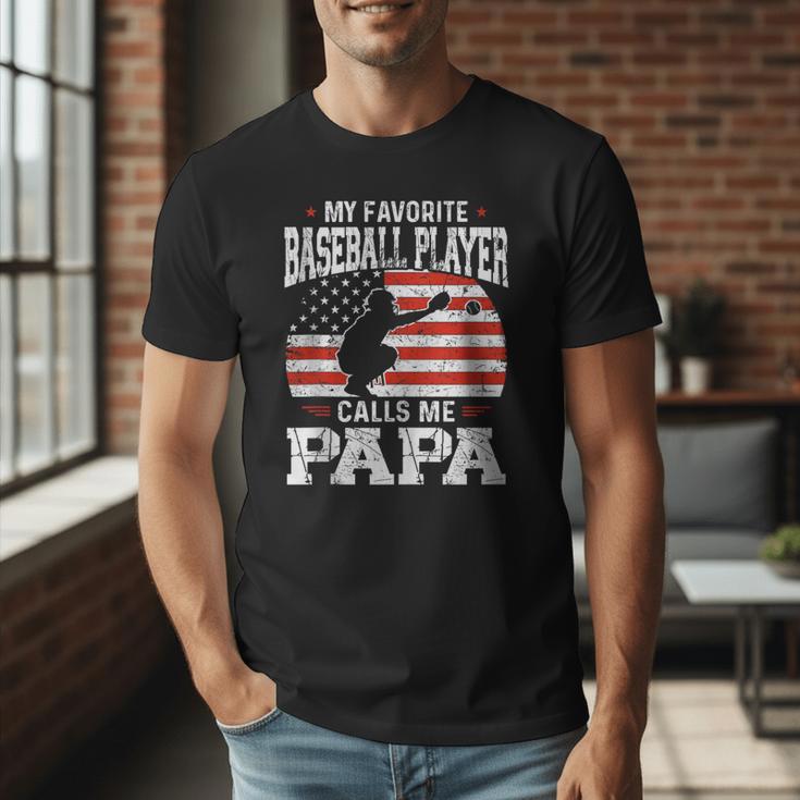 My Favorite Baseball Player Calls Me Papa Baseball Dad Men T-Shirt My Favorite Baseball Player Calls Me Papa Baseball Dad Men T-Shirt