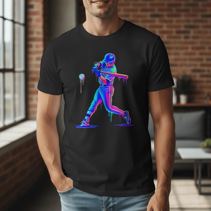 Ice Cream Drip Melting Baseball Bat Player Baseball Dad Men T-Shirt