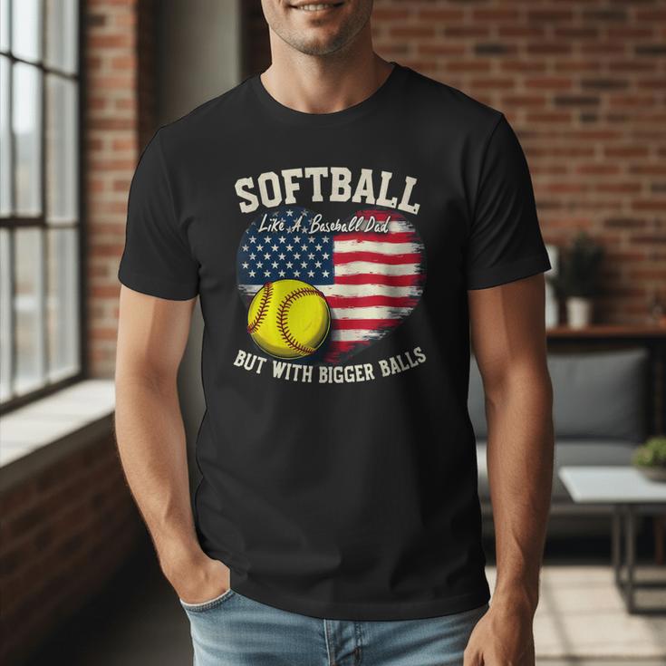 Patriotic US Flag Softball Dad Like A Baseball Dad Men T-Shirt Patriotic US Flag Softball Dad Like A Baseball Dad Men T-Shirt
