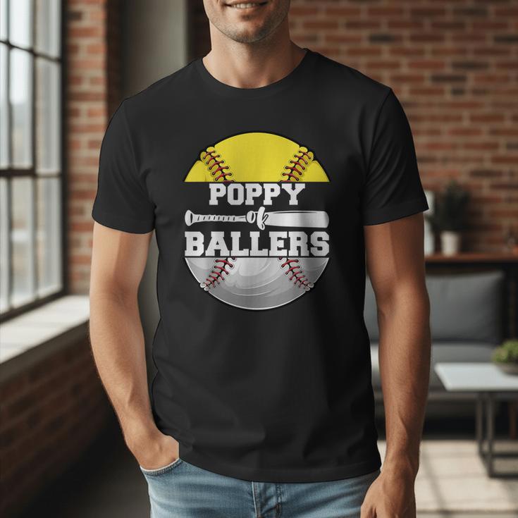 Poppy Of Ballers Softball Baseball Dad Men T-Shirt Poppy Of Ballers Softball Baseball Dad Men T-Shirt