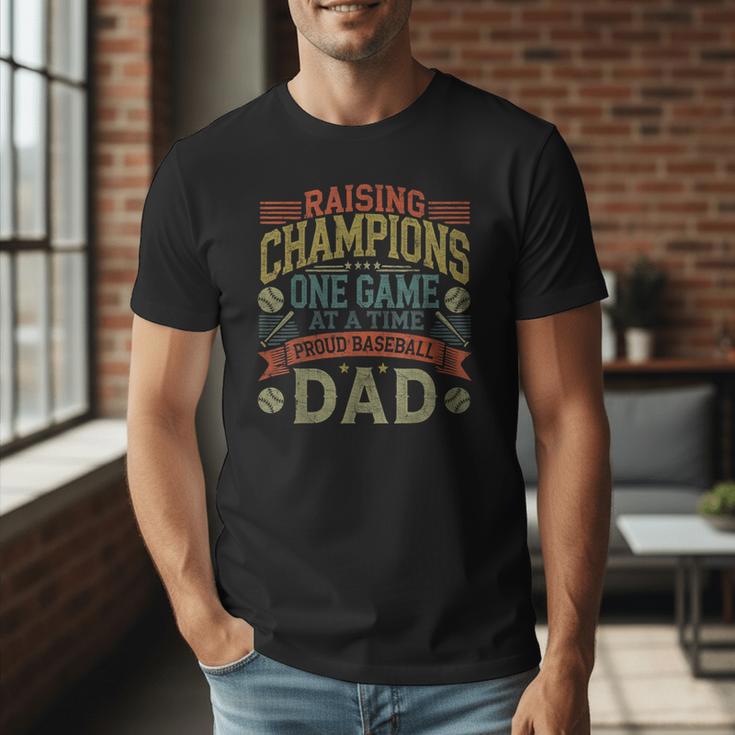 Raising Champions One Game At A Time Proud Baseball Dad Men T-Shirt