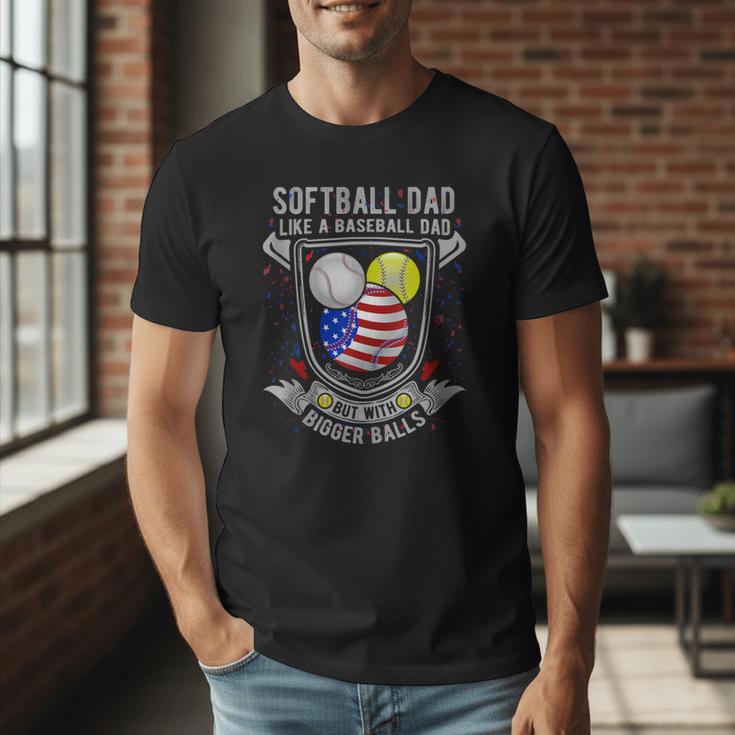 Softball Dad Like A Baseball Dad 4th Of July USA Retro Flag Men T-Shirt Softball Dad Like A Baseball Dad 4th Of July USA Retro Flag Men T-Shirt