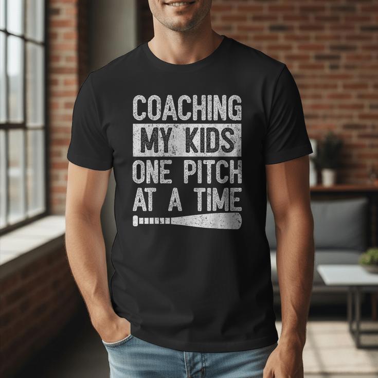 Vintage Coaching My Kids One Pitch At A Time Baseball Dad Men T-Shirt