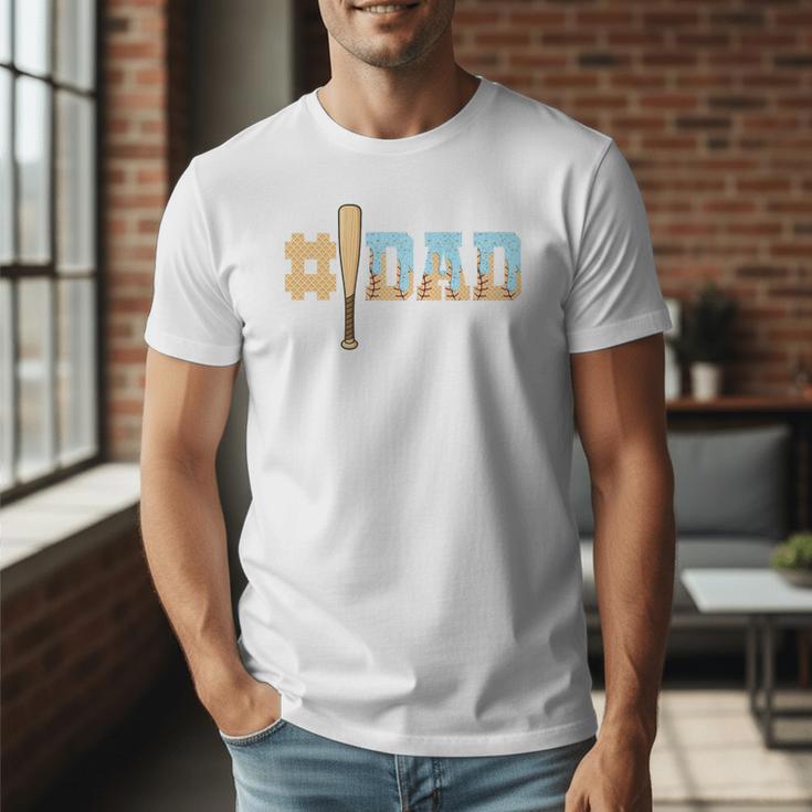 1 Dad Baseball Ice Cream Drip Fathers Day Baseball Daddy Premium Men T-Shirt