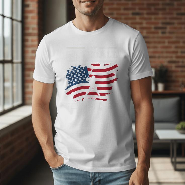 Baseball DAD American Flag Patriotic Father's Day Premium Men T-Shirt