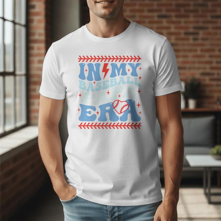 In My Baseball Papa Era Groovy Baseball Dad Family Matching Premium Men T-Shirt
