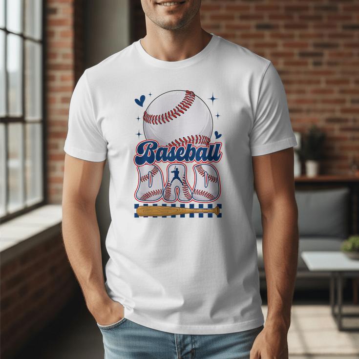 Groovy Baseball Dad Daddy Father Happy Fathers Day Men Guys Men T-Shirt