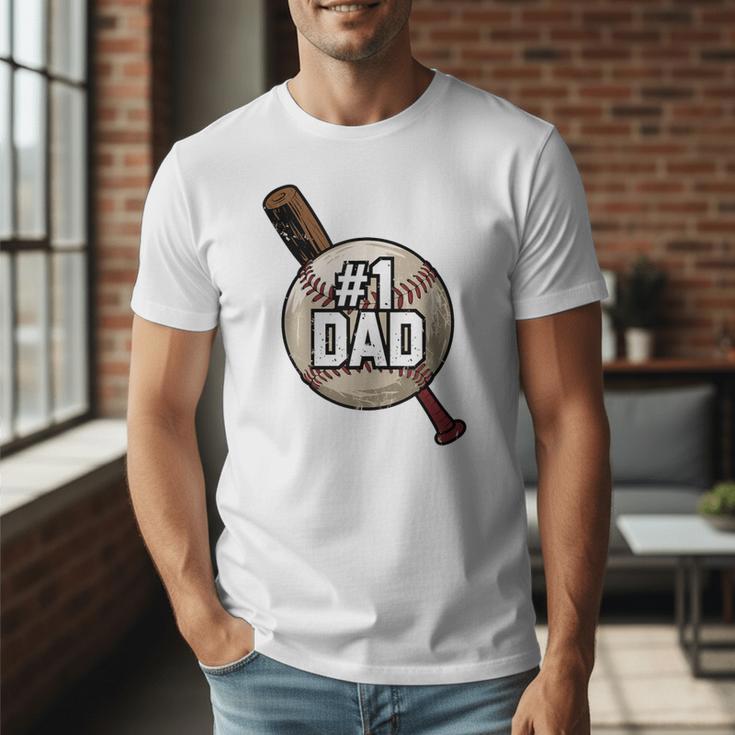 Vintage Father's Day 1 Baseball Dad Baseball Lovers Players Men T-Shirt
