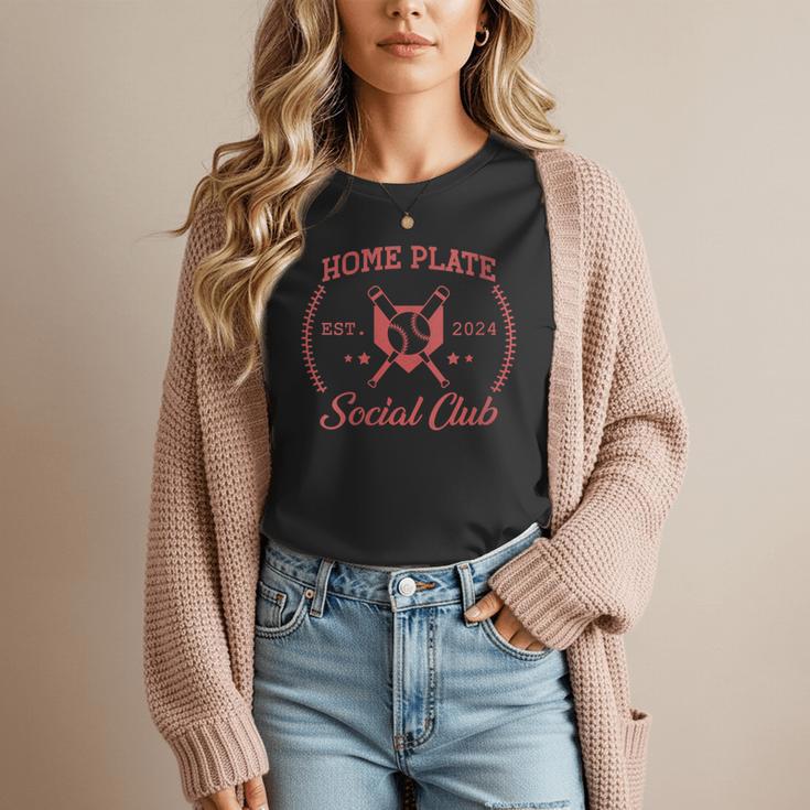 2024 Home Plate Social Club Softball Season Tee Baseball Mom Women T-Shirt