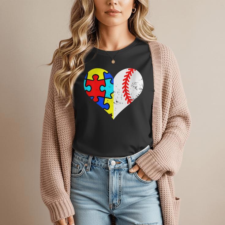 Autism Baseball Heart Autism Puzzle Baseball Mom Women T-Shirt Autism Baseball Heart Autism Puzzle Baseball Mom Women T-Shirt