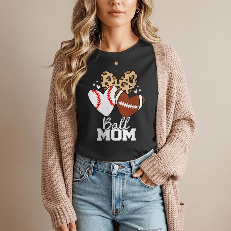 Ball Mom Football Baseball Mom Heart Women T-Shirt Ball Mom Football Baseball Mom Heart Women T-Shirt