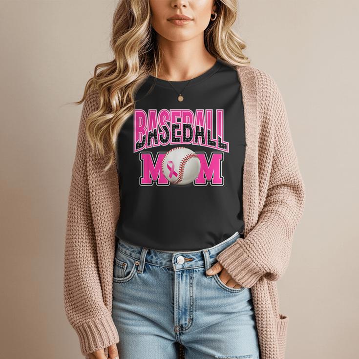 BASEBALL MOM BREAST CANCER RIBBON PINK SPORTS MOM Women T-Shirt