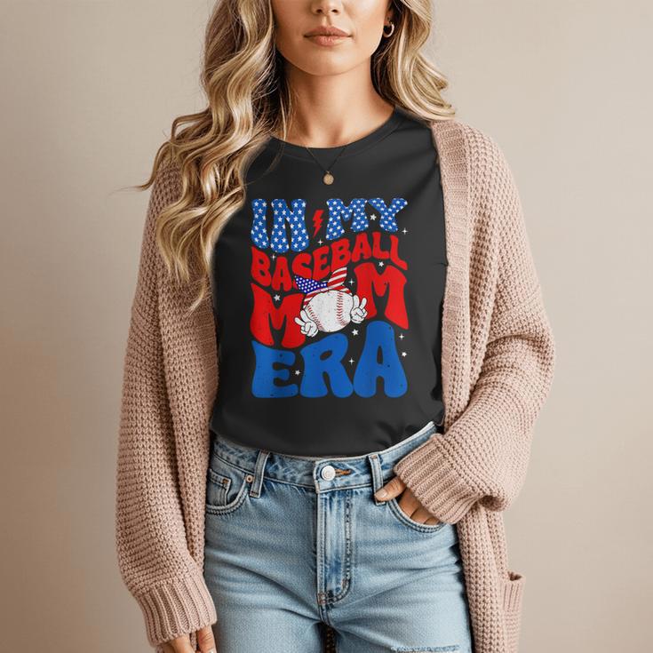 In My Baseball Mom Era Groovy Baseball Mother's Day US Flag Women T-Shirt In My Baseball Mom Era Groovy Baseball Mother's Day US Flag Women T-Shirt