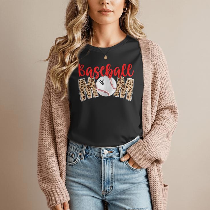 Baseball Mom Leopard Print Cute Mother's Day Sport Lover Women T-Shirt