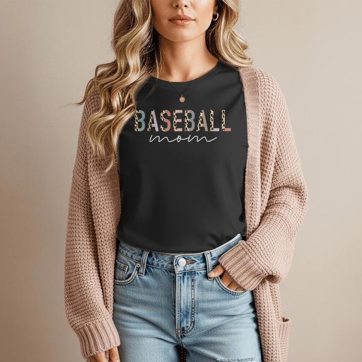 Baseball Mom Leopard Print Baseball Mama Mother's Day Women T-Shirt