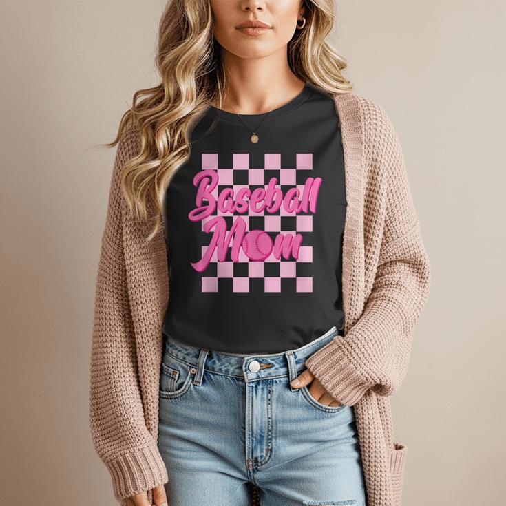Baseball Mom And Pink Grid Sports Mother Mama Player Women T-Shirt Baseball Mom And Pink Grid Sports Mother Mama Player Women T-Shirt