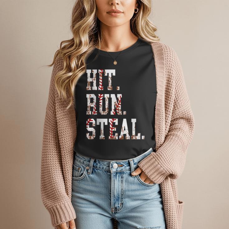Hit Run Steal Baseball Mom For Women Baseball Women T-Shirt Hit Run Steal Baseball Mom For Women Baseball Women T-Shirt