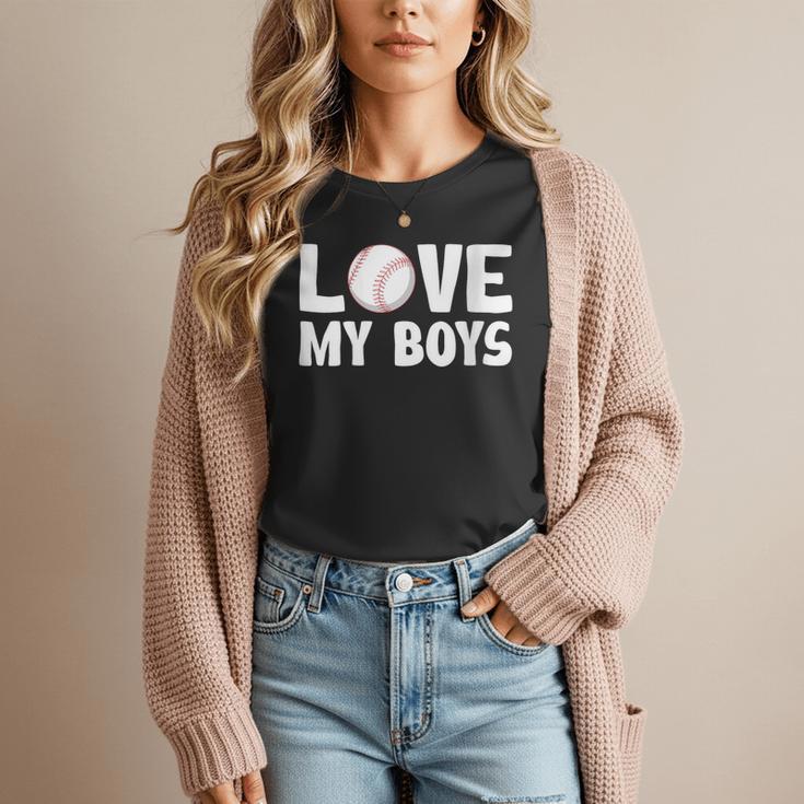 I Love My Boys Baseball Moms Women T-Shirt