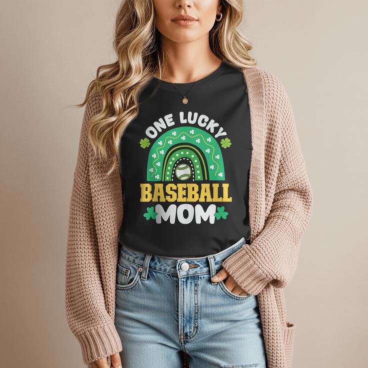 One Lucky Baseball Mom St Patricks Day Rainbow Mother Mama Women T-Shirt