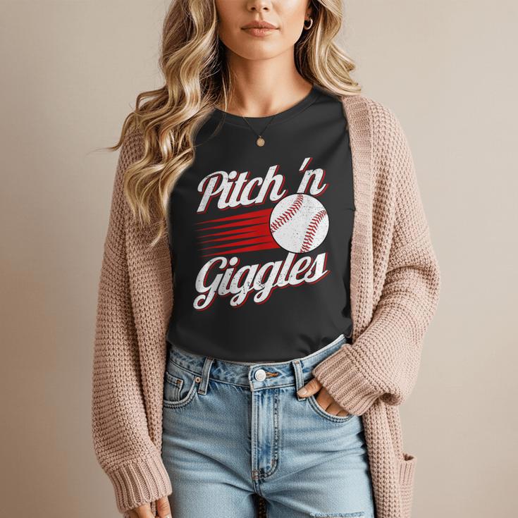 Pitch 'n Giggles Baseball Player Women Baseball Mom Women T-Shirt Pitch 'n Giggles Baseball Player Women Baseball Mom Women T-Shirt