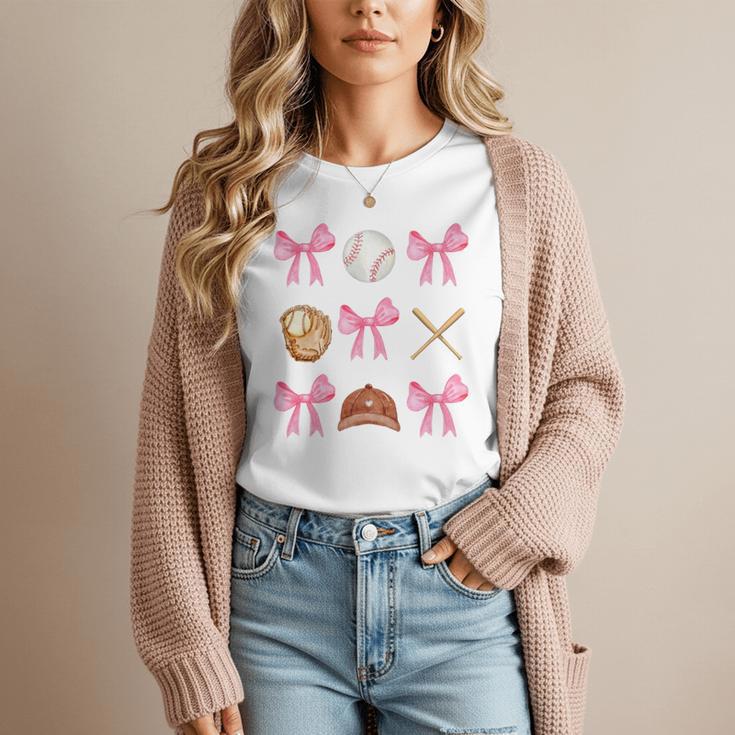 Baseball Coquette Bow Baseball Mama Baseball Mom Premium Women T-Shirt