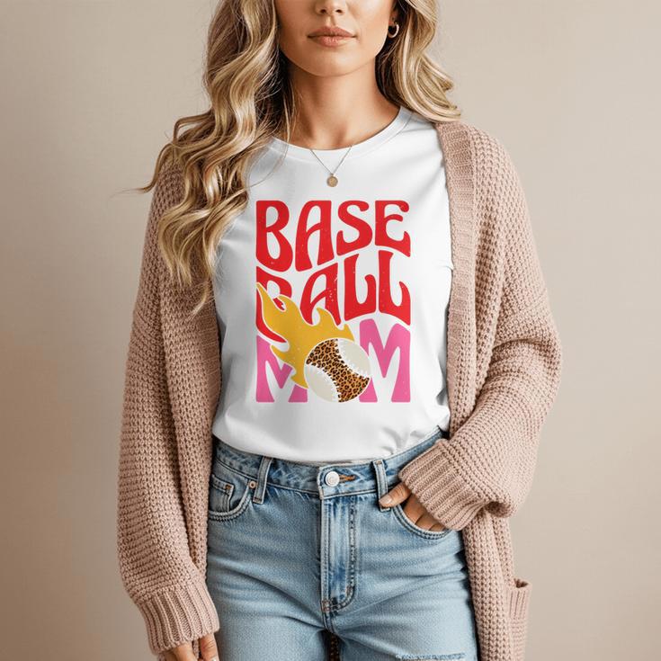 Baseball Mom Game Day Trendy Pink Leopard Mama Premium Women T-Shirt